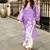 Elegant lavender digital print with embroidered kurta set with white trousers