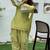 Women's light olive ethnic suit with embroidered sleeves
