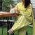 Women's light olive ethnic suit with embroidered sleeves