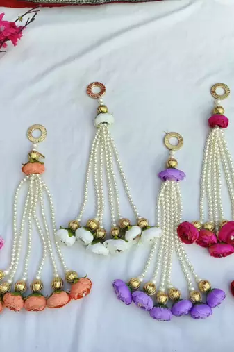 artificial flower pearl tassel latkan decorative hanging for multicolor home decor pack of 4