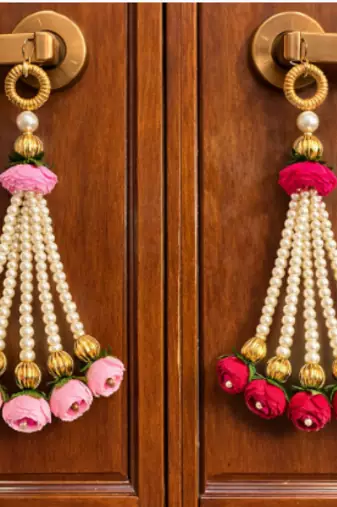 artificial flower pearl tassel latkan decorative hanging for multicolor home decor pack of 4