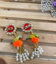 handcrafted ram naam parrot pearl tassel hanging for festive home decoration pack of 2