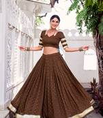 Chanderi with Fine Zari Weaving & Lace Finish Lehenga Set - Full stitched free size