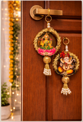 lakshmi ganesh decorative hanging traditional designer mdf home decoration pack of 4 1