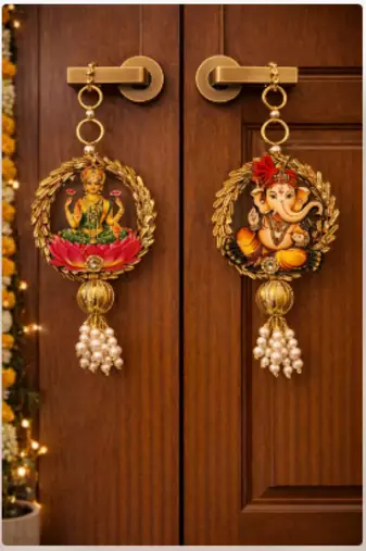 lakshmi ganesh decorative hanging traditional designer mdf home decoration pack of 4