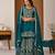 Exquisite Teal Green Heavy Embroidered Sharara Suit with Matching Dupatta