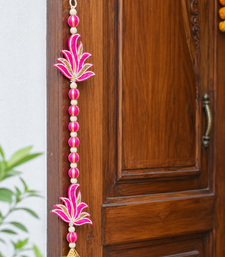 handmade lotus patch door hanging with golden bells decorative latkan pack of 2