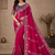 Rani Pink Color Beautiful Embroidery Dual Sequences And Coding Work With Multi Threads Work Satin Silk Blend Saree