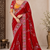 Red Color Beautiful Embroidery Dual Sequences And Coding Work With Multi Threads Work Satin Silk Blend Saree