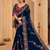 Teal Color Beautiful Embroidery Dual Sequences And Coding Work With Multi Threads Work Satin Silk Blend Saree