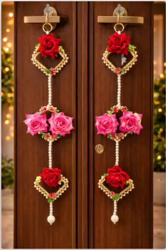 handmade artificial rose flower door hanging for traditional home decoration pack of 2