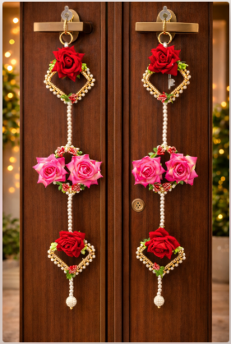 handmade artificial rose flower door hanging for traditional home decoration pack of 2