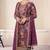 Purple faux chinon embroidered readymade salwar suit