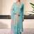 Turquoise moonga silk blend embroidered readymade salwar  suit