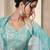 Turquoise moonga silk blend embroidered readymade salwar  suit