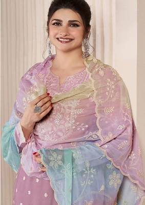 Lavender moonga silk blend embroidered readymade salwar  suit 3