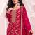 Red faux chinon  embroidered readymade salwar kameez