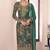 Green faux chinon embroidered readymade salwar suit