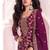 Burgundy faux chinon  embroidered readymade salwar kameez