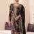 Black faux chinon embroidered readymade salwar suit