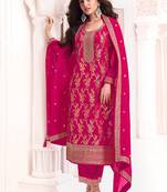 Rani pink faux chinon  embroidered readymade salwar kameez