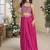 Rani pink embroidered faux chinon silk readymade top & palazzo set with dupatta