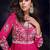 Rani pink faux chinon silk  embroidered readymage anarkali gown with dupatta