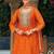 Orange faux chinon embroidered readymade salwar kameez