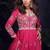 Rani pink faux chinon silk  embroidered readymage anarkali gown with dupatta