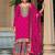 Hot pink faux chinon embroidered readymade salwar kameez