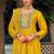 Mustard faux chinon embroidered readymade salwar kameez