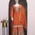 Orange faux chinon embroidered readymade salwar kameez