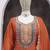 Orange faux chinon embroidered readymade salwar kameez