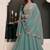 Turquoise silk blend embroidered readymade salwar kameez