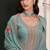 Turquoise silk blend embroidered readymade salwar kameez