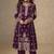 Wine faux chinon embroidered readymade salwar suit
