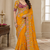 Yellow Color Beautiful Embroidery Dual Sequences And Coding Work With Multi Threads Work Satin Silk Blend Saree