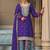 Violet faux chinon embroidered readymade salwar kameez