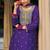 Violet faux chinon embroidered readymade salwar kameez