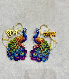 traditional shubh labh peacock small multicolor hanging festive decor pack of 2