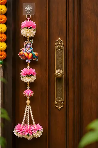 handmade traditional small shubh labh hanging multicolor festive decor pack of 4