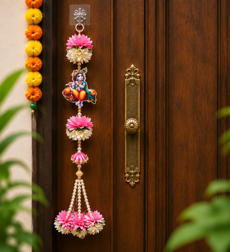 handmade traditional small shubh labh hanging multicolor festive decor pack of 4