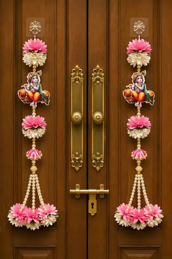 handmade traditional small shubh labh hanging multicolor festive decor pack of 4