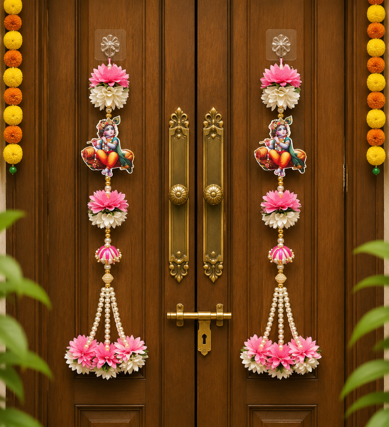 handmade traditional small shubh labh hanging multicolor festive decor pack of 4