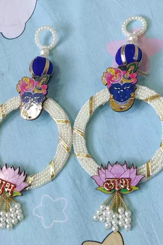 decorative shrinath ji lotus hanging for shubh labh toran home decor pack of 2