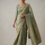 enthralling sea-green embroidery work with real bits work banarasi silk blend latest designer indian saree