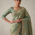 enthralling sea-green embroidery work with real bits work banarasi silk blend latest designer indian saree