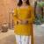 Mustard yellow short kurti with white embroidered farshi salwar & dupatta set