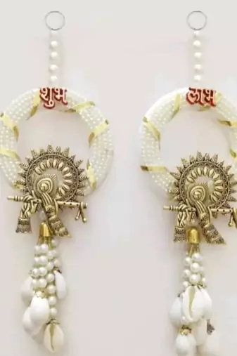traditional multicolor shubh labh hanging toran festive home decor pack of 2