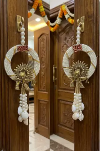 traditional multicolor shubh labh hanging toran festive home decor pack of 2